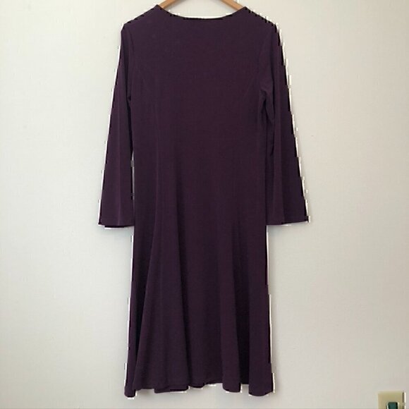 SUSAN GRAVER Artisan Liquid Knit Dress Purple Floral Beaded Embroidered Small - Picture 7 of 9